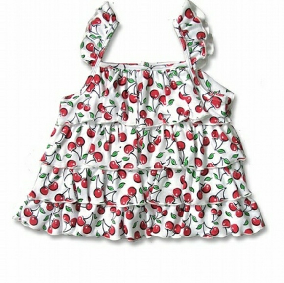Other - Tiered Cherries Flutter Sleeved Top